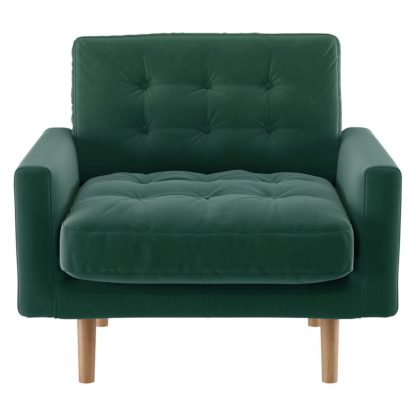 An Image of Habitat Fenner Emerald Green Velvet Armchair