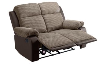 An Image of Argos Home Bradley 2 Seater Fabric Recliner Sofa - Natural