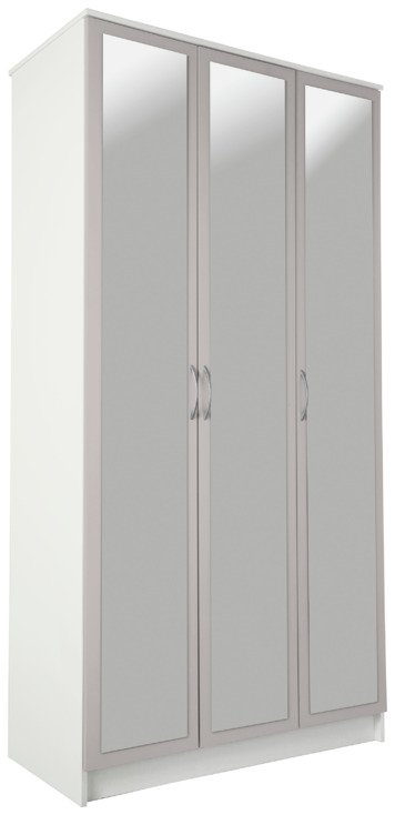 An Image of Argos Home Cheval 3 Door Mirrored Wardrobe - Grey