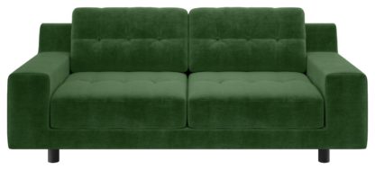 An Image of Habitat Hendricks 2 Seater Velvet Sofa - moss Green