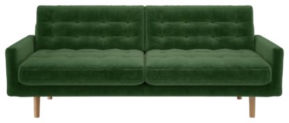 An Image of Habitat Fenner 3 Seater Velvet Sofa - moss Green