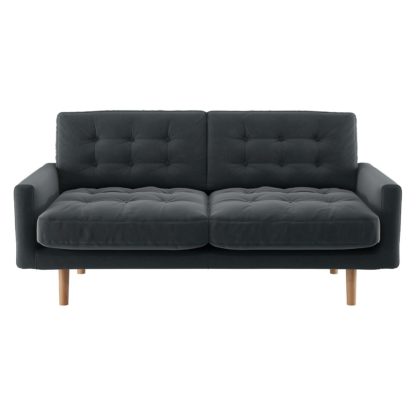An Image of Habitat Fenner 2 Seater Velvet Sofa - Dark Grey