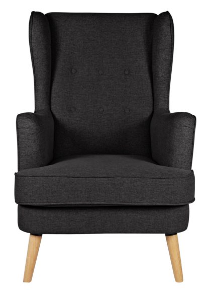 An Image of Habitat Callie Fabric Wingback Chair - Charcoal