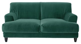 An Image of Habitat Askem 2 Seater Velvet Sofa - Emerald Green