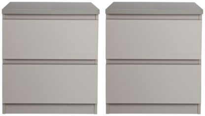 An Image of Habitat Jenson Gloss 2 Bedside Tables Set - Grey