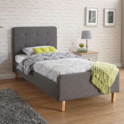 An Image of Ashbourne Fabric Bed Frame Grey