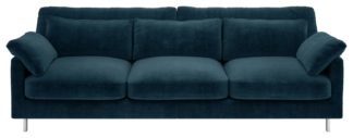 An Image of Habitat Cuscino 3 Seater Velvet Sofa - Ink Blue