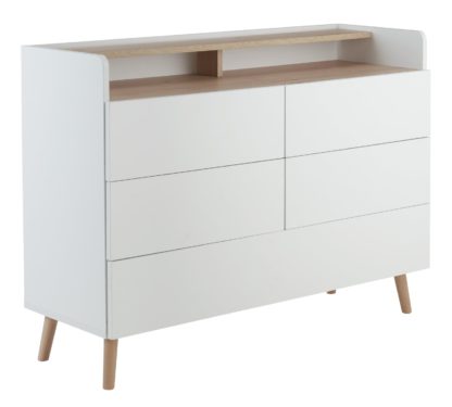 An Image of Habitat Skandi 4+1 Drawer Chest - White Two Tone