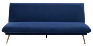 An Image of Habitat Matteo 2 Seater Velvet Sofa Bed - Blue