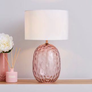 An Image of Elodie Dimpled Glass Blush Table Lamp Blush