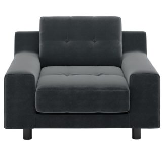 An Image of Habitat Hendricks Dark Grey Velvet Armchair