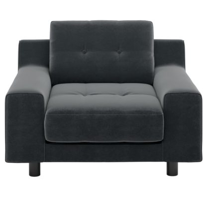 An Image of Habitat Hendricks Dark Grey Velvet Armchair