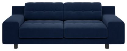 An Image of Habitat Hendricks 3 Seater Velvet Sofa - Navy