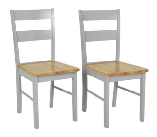 An Image of Habitat Chicago Pair of Dining Chairs - Grey & Oak