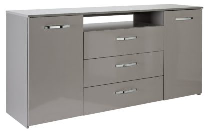 An Image of Habitat Hayward 2 Dr 3 Drawer Large Sideboard -Grey Gloss