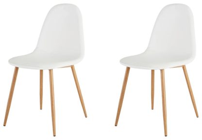 An Image of Habitat Beni Pair of Leather Effect Dining Chairs - White