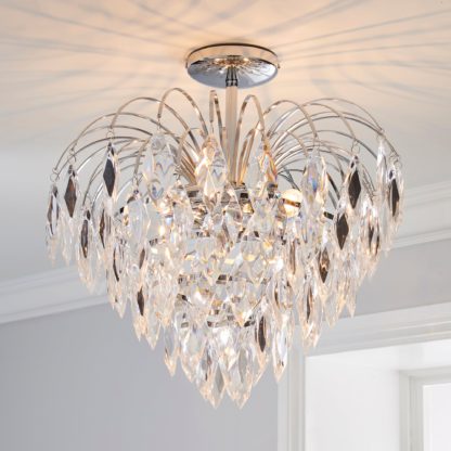 An Image of Parla 3 Light Jewels Semi-Flush Ceiling Fitting Chrome