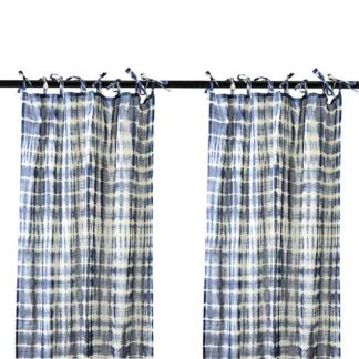 An Image of Pair of Tie Dye Hanging Drapes Blue