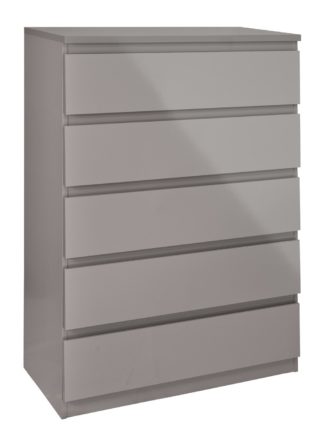 An Image of Habitat Jenson 5 Drawer Chest - Grey Gloss