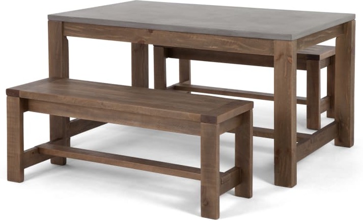 Bala Dining Table And Bench Set Solid Wood And Concrete Compare Furnishings