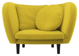 An Image of Habitat Arya Yellow Velvet Armchair