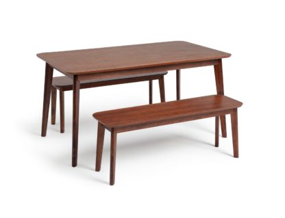 An Image of Habitat Skandi Walnut Veneer Dining Table & 2 Benches