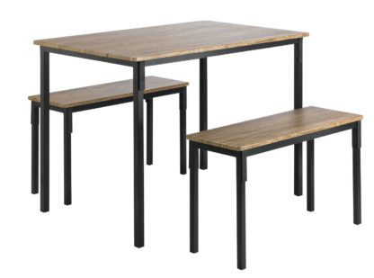 An Image of Argos Home Bolitzo Oak Effect Dining Table & 2 Benches