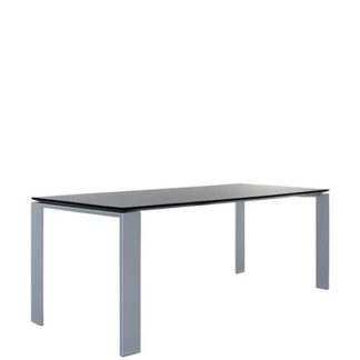 An Image of Kartell Four Dining Table Black on Aluminium