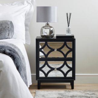 An Image of Delphi Black 2 Drawer Bedside Table Black