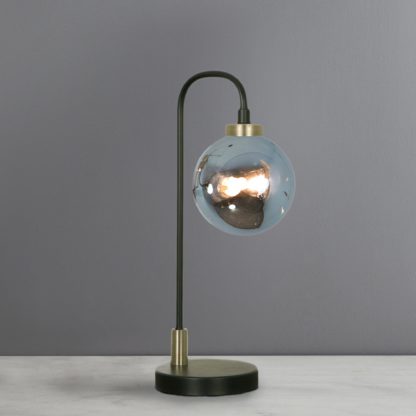 An Image of Tanner Black and Smoked Glass Table Lamp Black