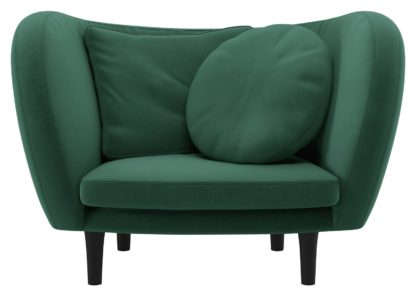 An Image of Habitat Arya Green Velvet Armchair