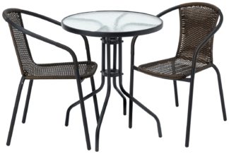 An Image of Argos Home 2 Seater Rattan Effect Balcony Set - Brown