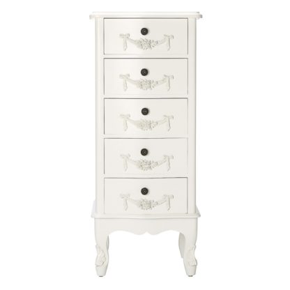 An Image of Toulouse Ivory 5 Drawer Tallboy White