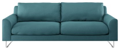 An Image of Habitat Lyle 3 Seater Fabric Sofa - Charcoal