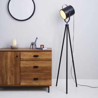 An Image of Carlton Camera Matt Black Floor Lamp Black