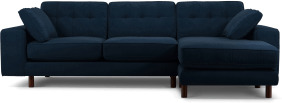 An Image of Content by Terence Conran Tobias, Right Hand facing Chaise End Sofa, Plush Indigo Velvet, Dark Wood Leg