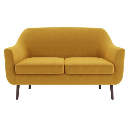 An Image of Eddie Eco Velvet 2 Seater Compact Tub Sofa Olive (Green)