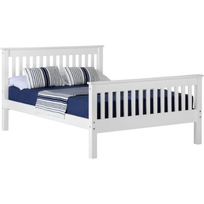 An Image of Monaco White High Foot End Bed Frame White