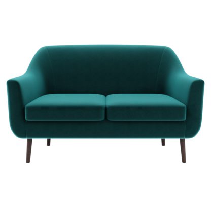 An Image of Eddie Eco Velvet 2 Seater Compact Tub Sofa Olive (Green)