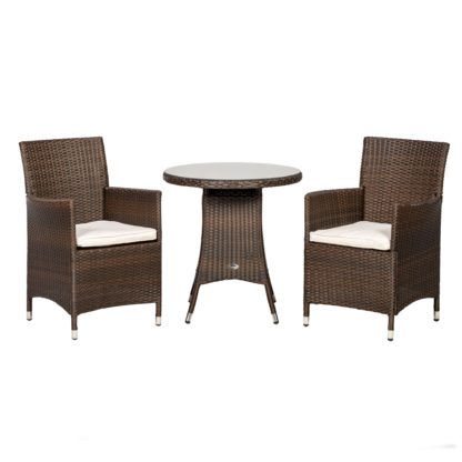 An Image of Cannes 2 Seater Mocha Bistro Set Brown