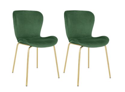 An Image of Habitat Etta Pair of Velvet Dining Chair - Green