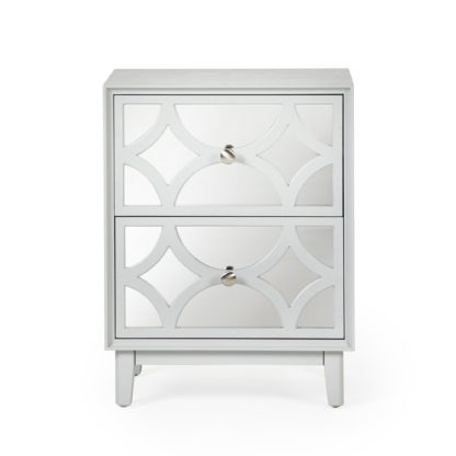 An Image of Delphi Grey 2 Drawer Bedside Table Grey