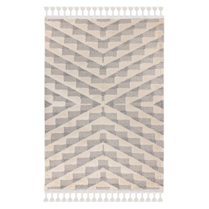 An Image of Hampton Geometric Rug Grey and Beige