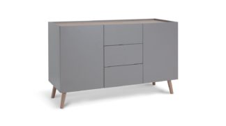 An Image of Habitat Skandi 2 Door 3 Drawer Sideboard - Grey Two Tone