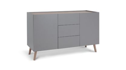 An Image of Habitat Skandi 2 Door 3 Drawer Sideboard - Grey Two Tone