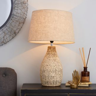 An Image of Mahon Tall Stamped Barrel Table Lamp Light Brown / Natural