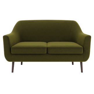 An Image of Eddie Eco Velvet 2 Seater Compact Tub Sofa Olive (Green)