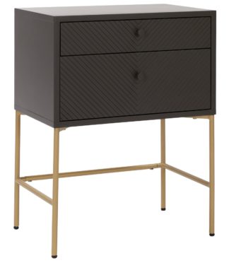 An Image of Habitat Barcelona 2 Drawer Bedside Table - Charcoal