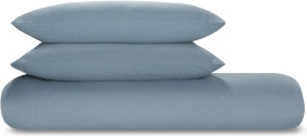 An Image of Tira Linen/Cotton Duvet Cover + 2 Pillowcases, Double, Storm Blue