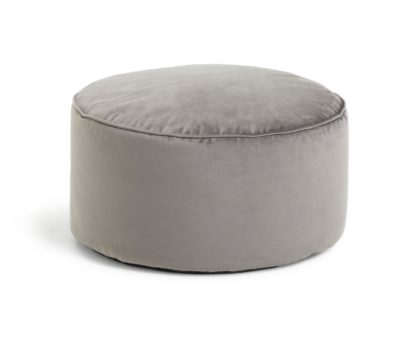 An Image of Argos Home Drum Velvet Bean Bag - Petrol Black